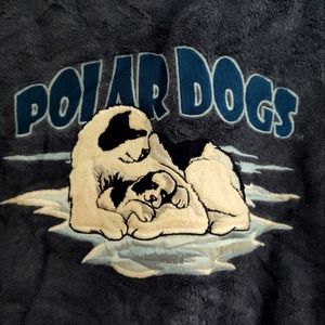 VINTAGE Polar Dogs Big Dogs Sweatshirt Mens Large Blue Fleece Pullover High Tech